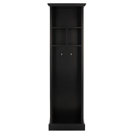 Safavieh 20 x 16 x 68 in. Layli 4-Shelf 2-Hook Top Storage Hall Tree, Black ETG2100B